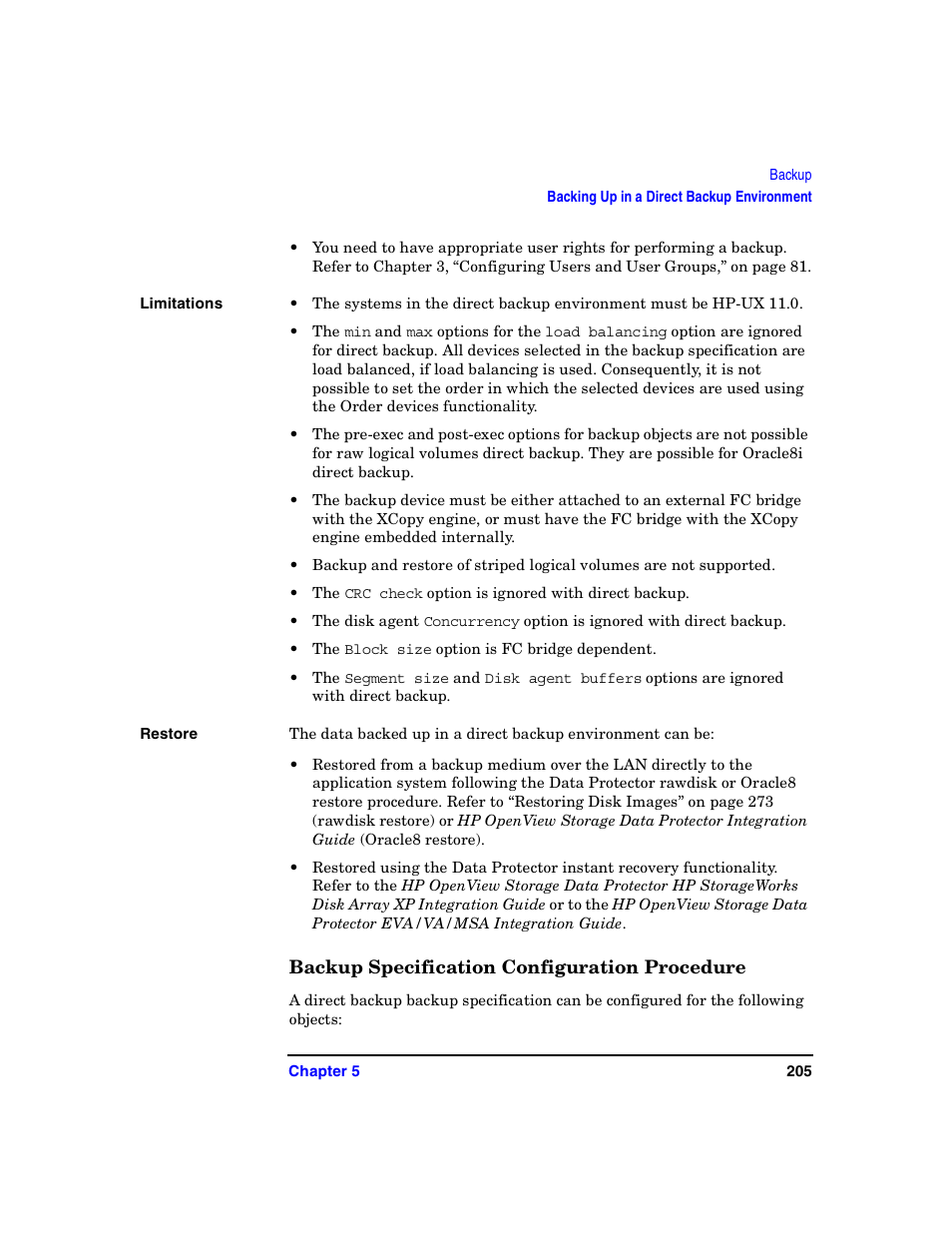 Backup specification configuration procedure | HP B6960-90078 User Manual | Page 235 / 856