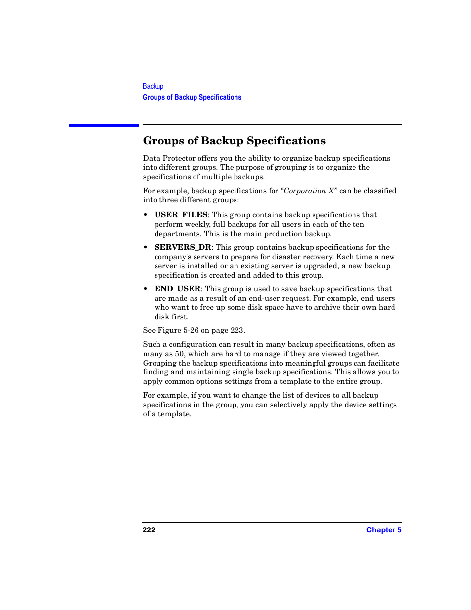 Groups of backup specifications | HP B6960-90078 User Manual | Page 252 / 856
