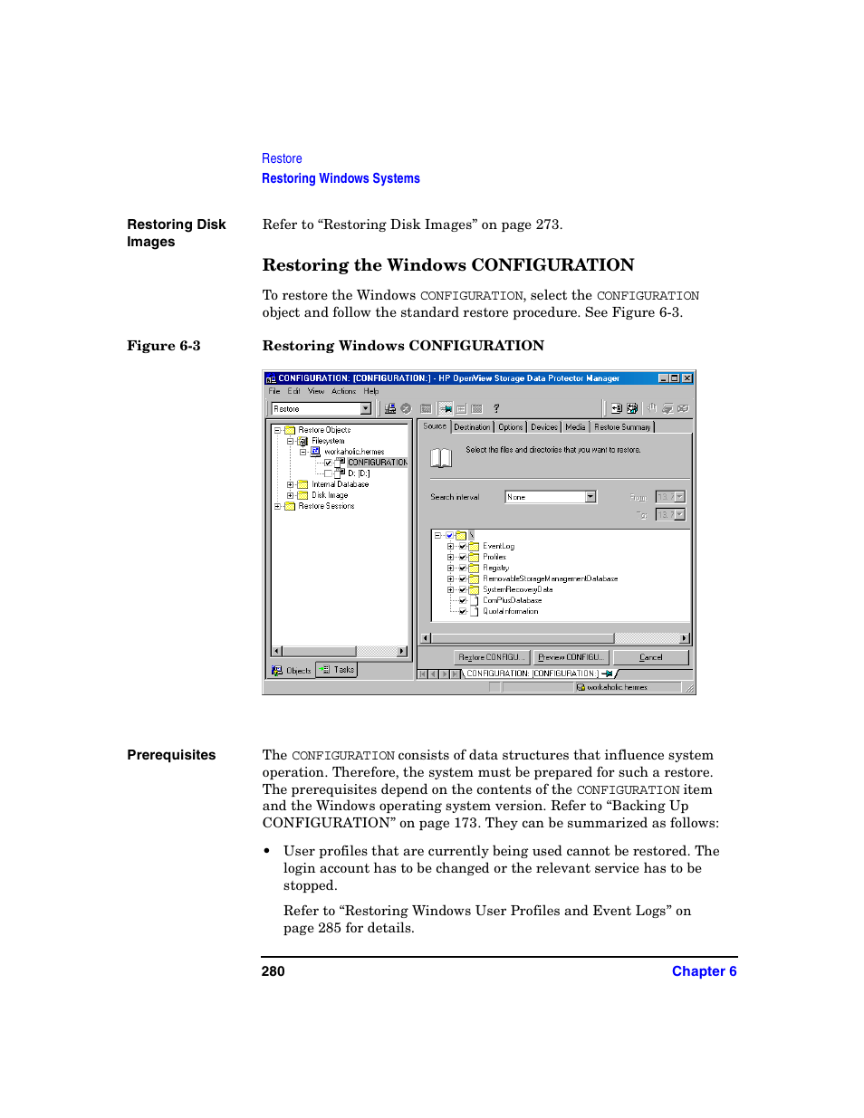 Restoring the windows configuration | HP B6960-90078 User Manual | Page 310 / 856