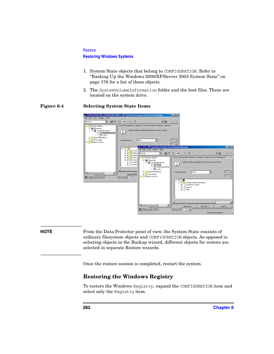 Restoring the windows registry, Restoring the windows | HP B6960-90078 User Manual | Page 312 / 856