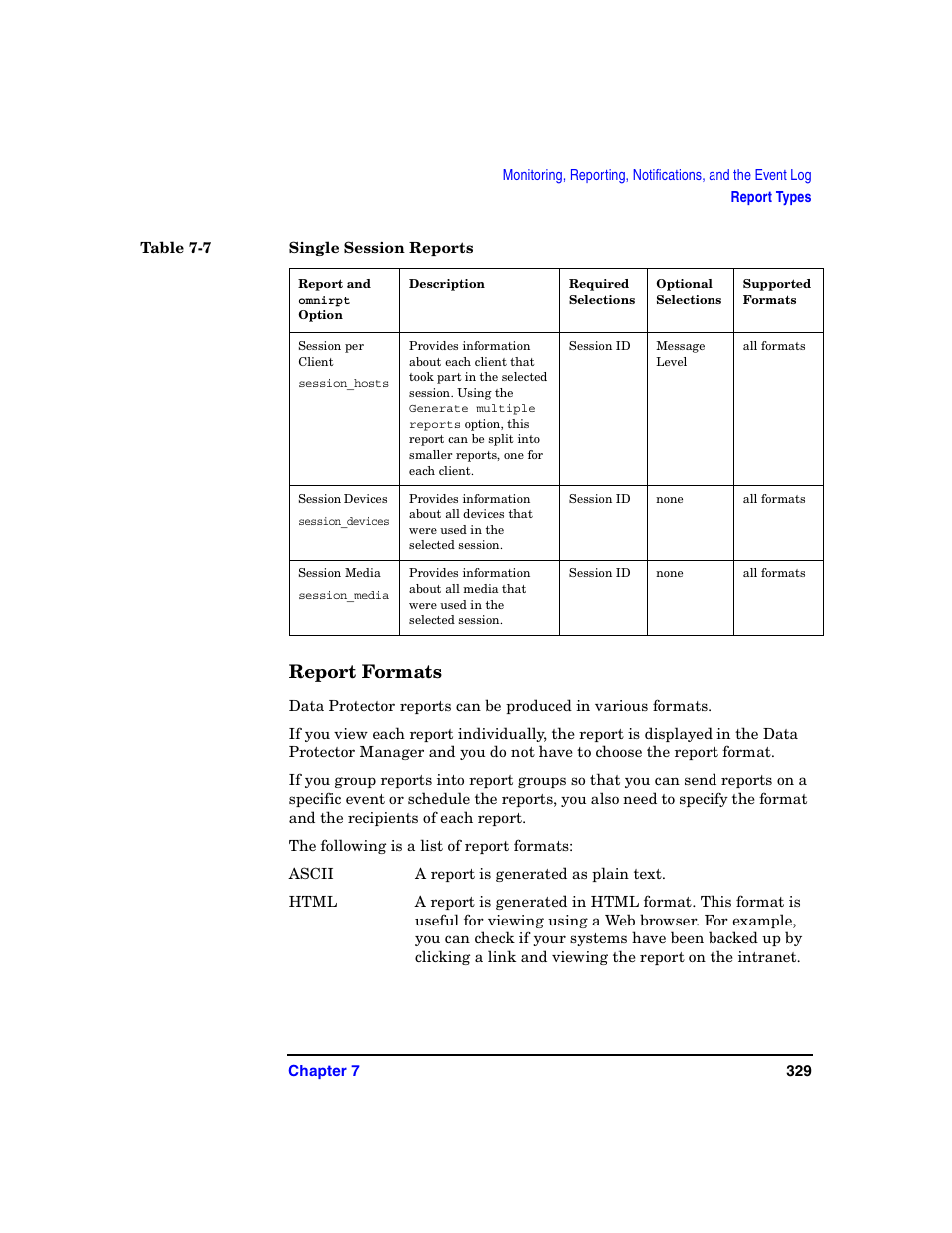 Report formats | HP B6960-90078 User Manual | Page 359 / 856