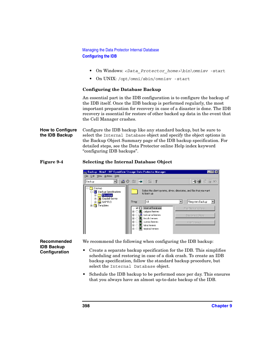 Configuring the database backup | HP B6960-90078 User Manual | Page 428 / 856