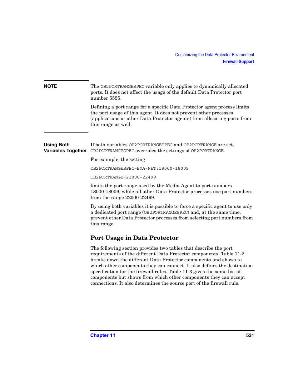 Port usage in data protector | HP B6960-90078 User Manual | Page 561 / 856