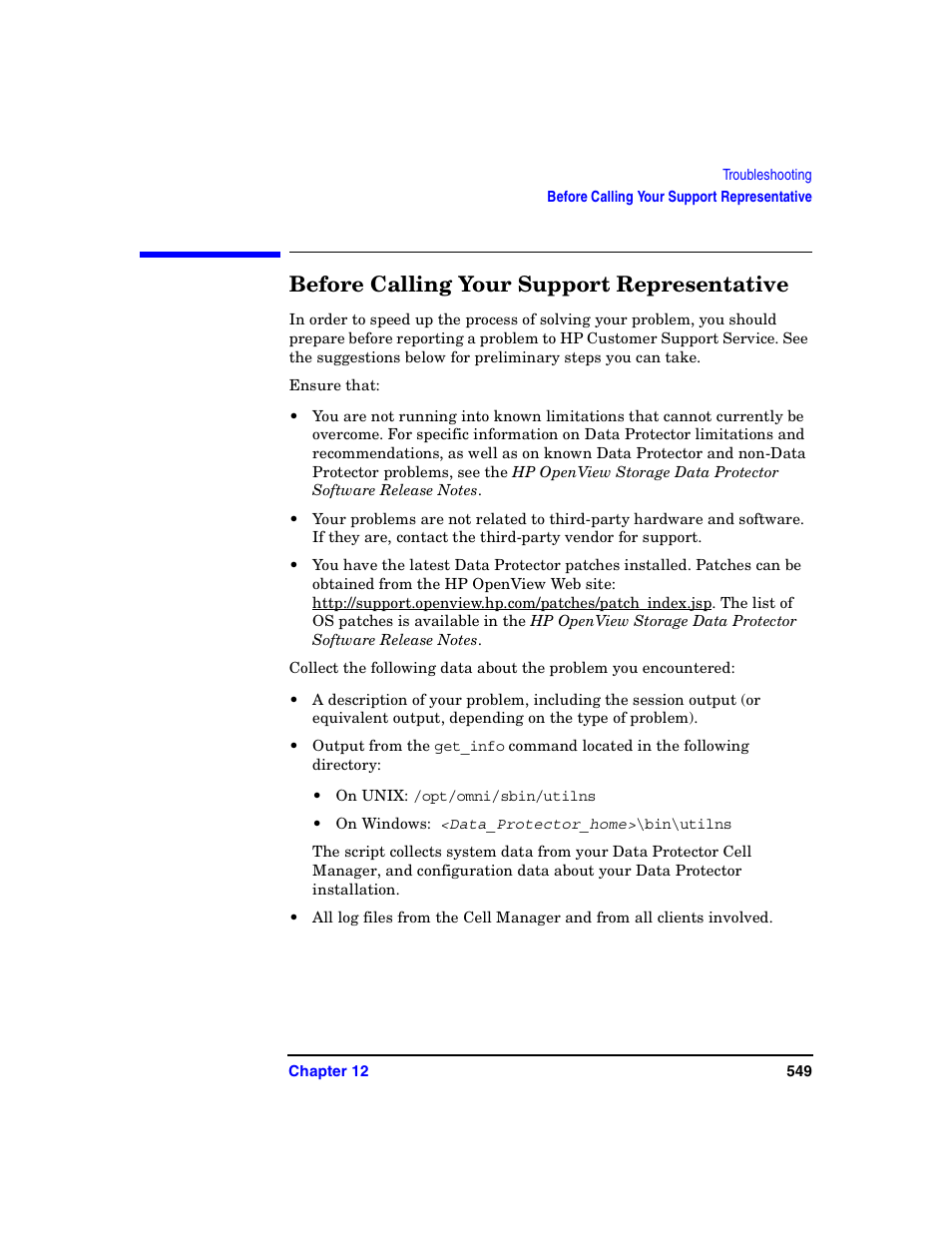 Before calling your support representative | HP B6960-90078 User Manual | Page 579 / 856