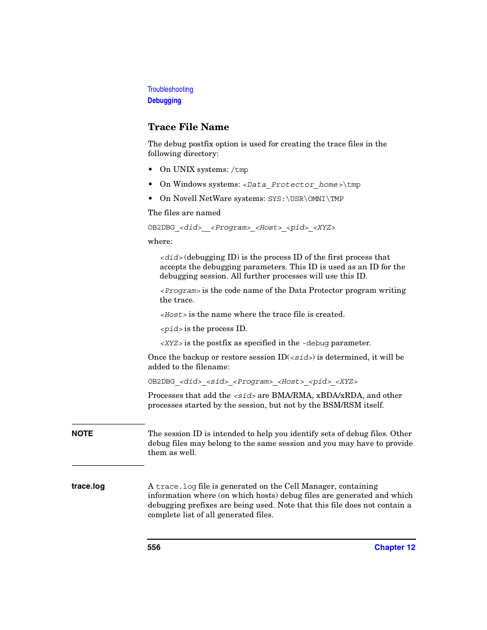 Trace file name | HP B6960-90078 User Manual | Page 586 / 856