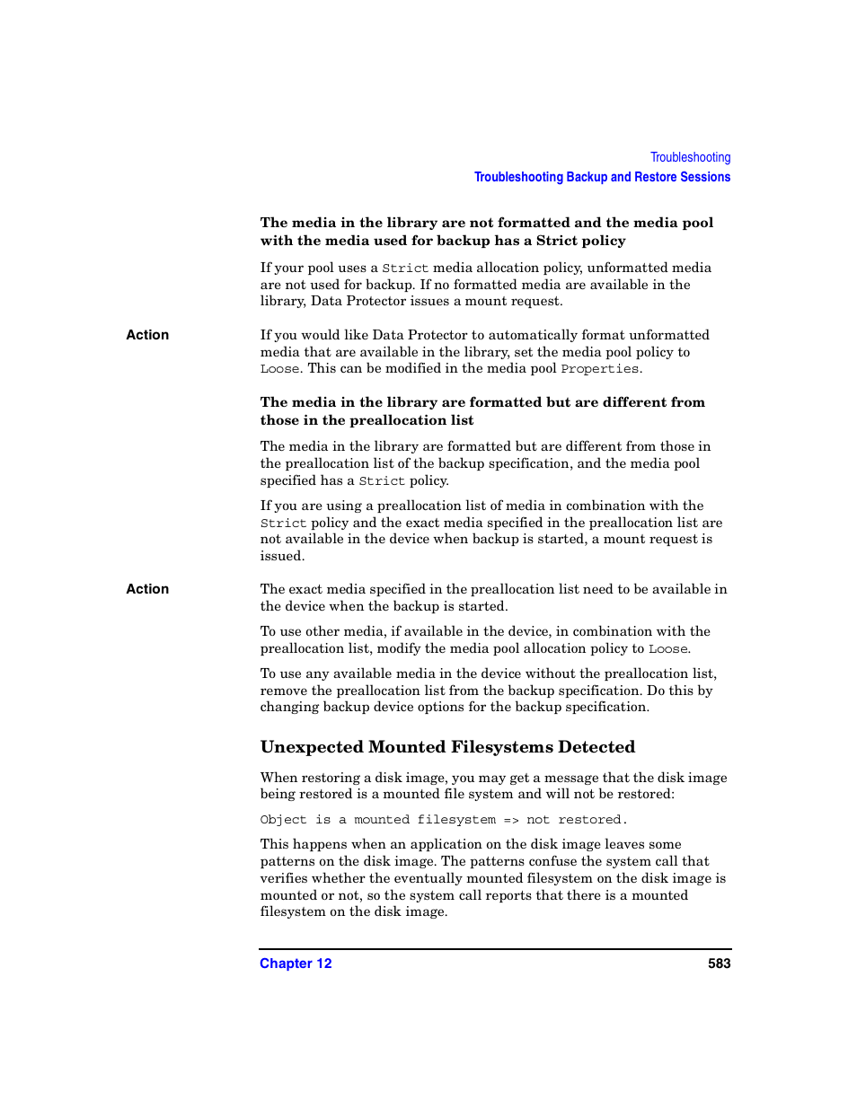 Unexpected mounted filesystems detected | HP B6960-90078 User Manual | Page 613 / 856