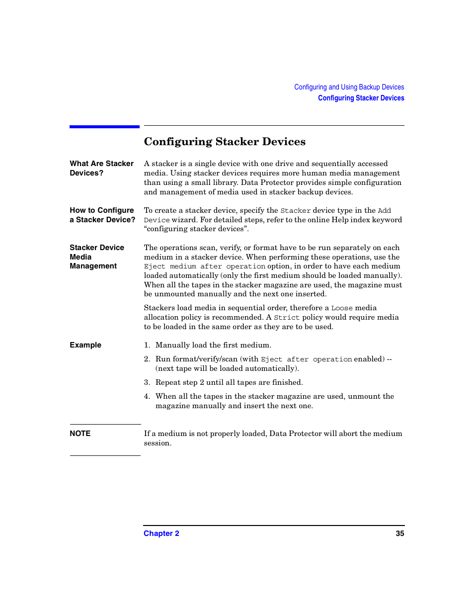Configuring stacker devices | HP B6960-90078 User Manual | Page 65 / 856