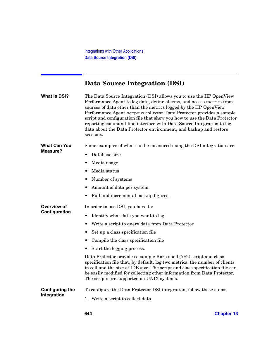 Data source integration (dsi) | HP B6960-90078 User Manual | Page 674 / 856