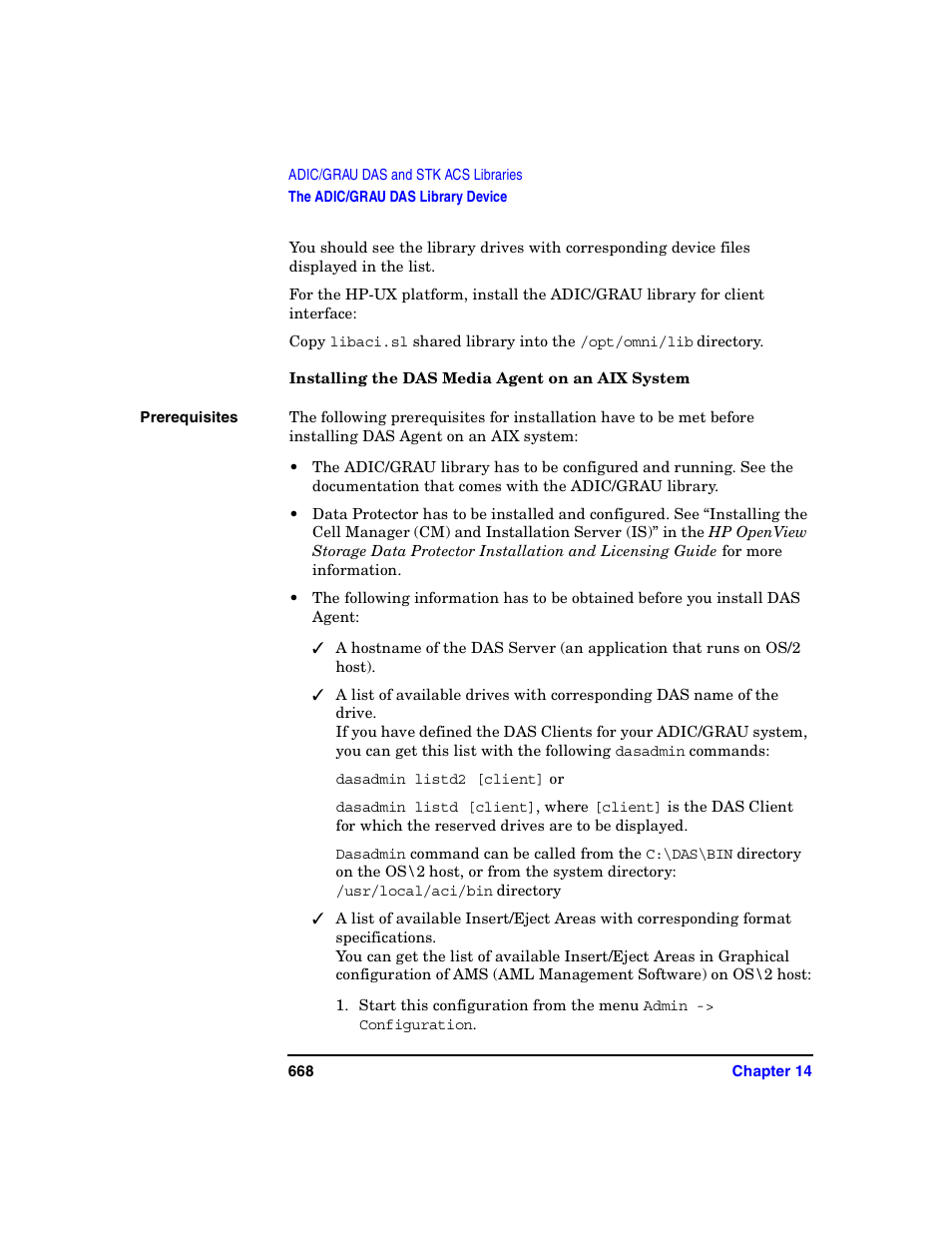 Installing the das media agent on an aix system | HP B6960-90078 User Manual | Page 698 / 856