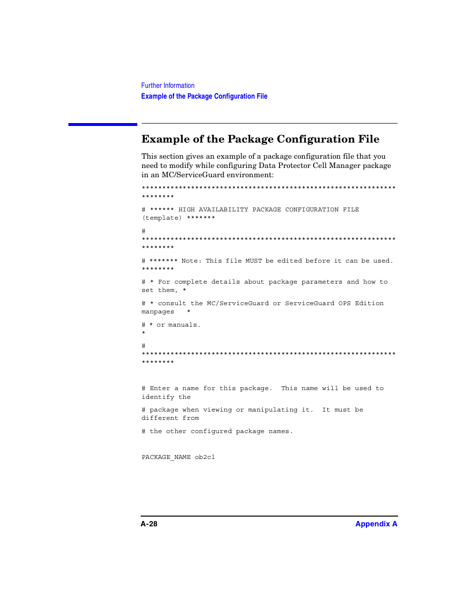 Example of the package configuration file | HP B6960-90078 User Manual | Page 758 / 856