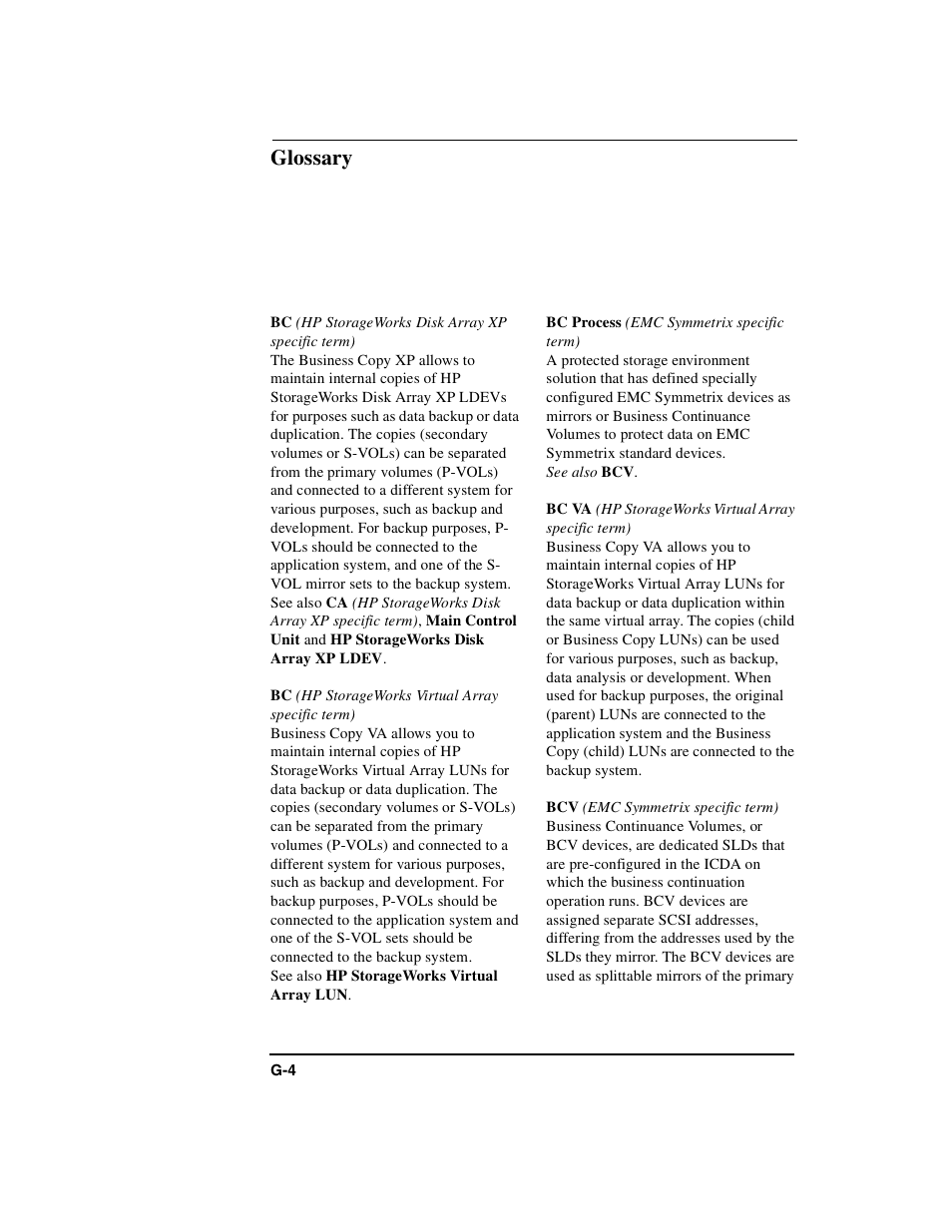 Bc process, Bc va, Glossary | HP B6960-90078 User Manual | Page 786 / 856