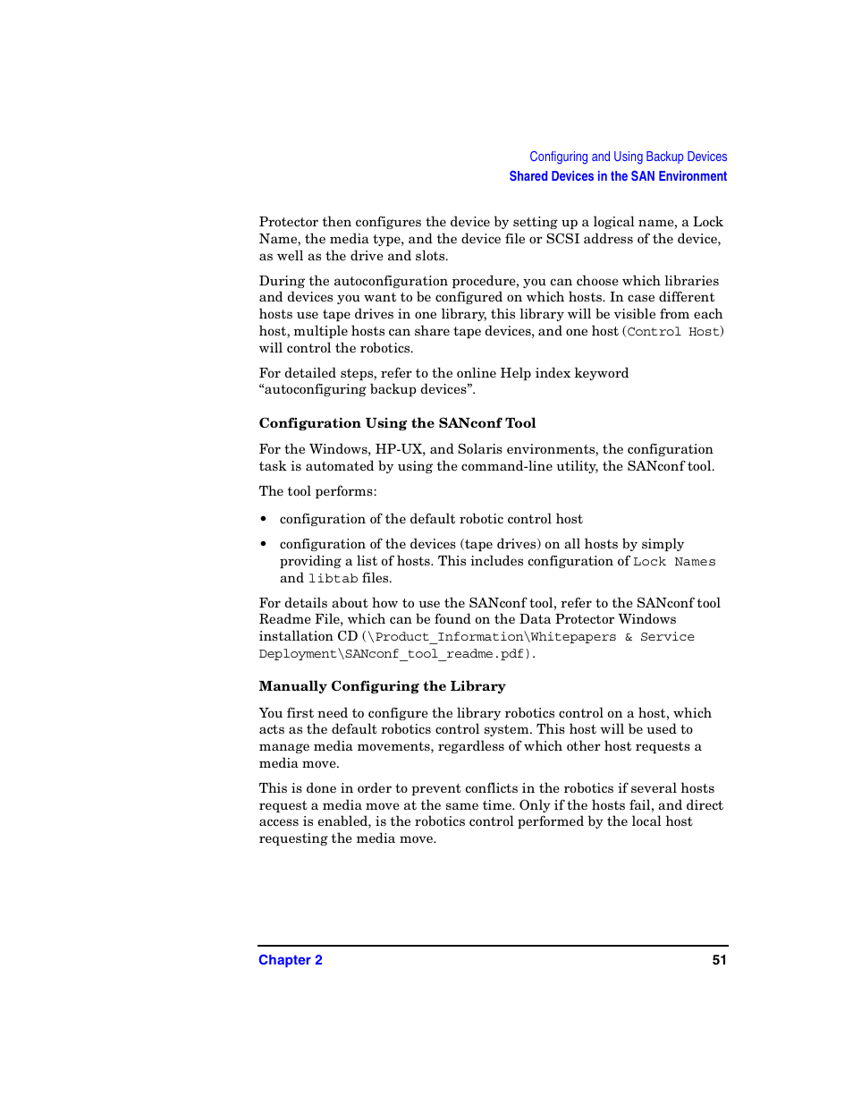 Configuration using the sanconf tool, Manually configuring the library | HP B6960-90078 User Manual | Page 81 / 856