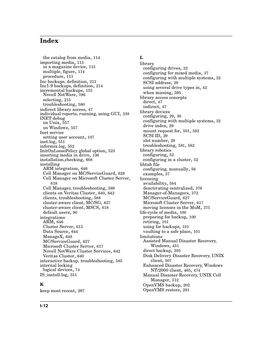 Index | HP B6960-90078 User Manual | Page 842 / 856