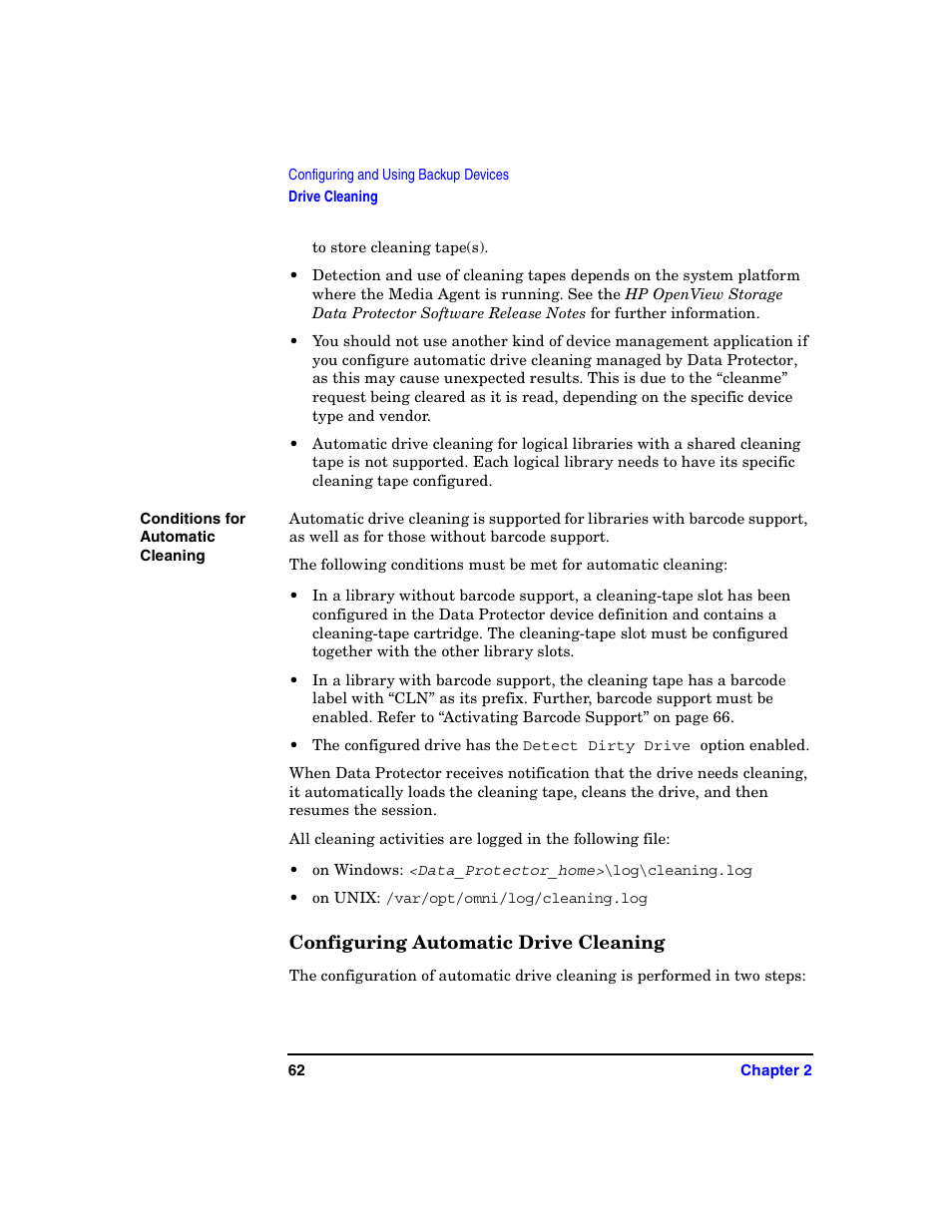 Configuring automatic drive cleaning | HP B6960-90078 User Manual | Page 92 / 856