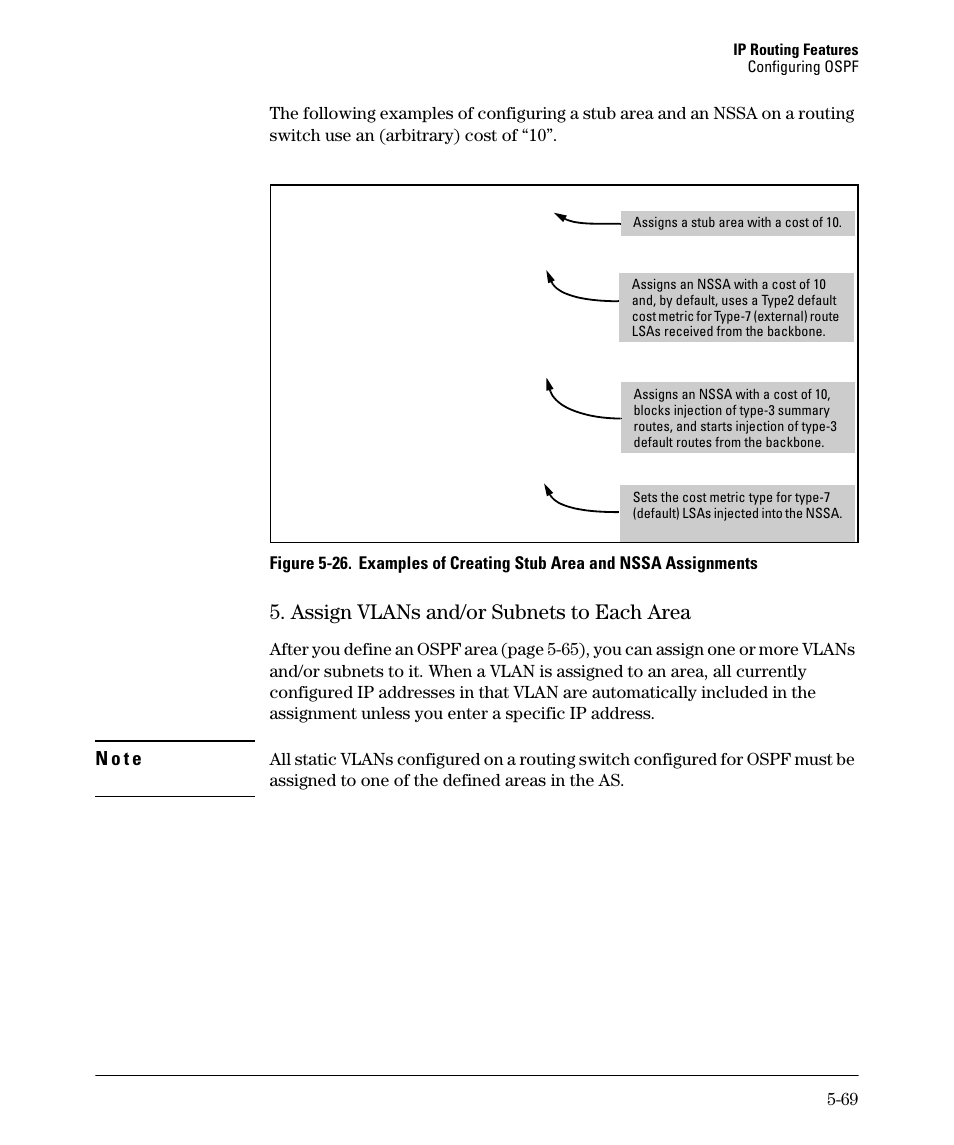 Assign vlans and/or subnets to each area -69, Assign vlans and/or subnets to each area -70, Assign vlans and/or subnets to each area | HP 3500YL User Manual | Page 243 / 394