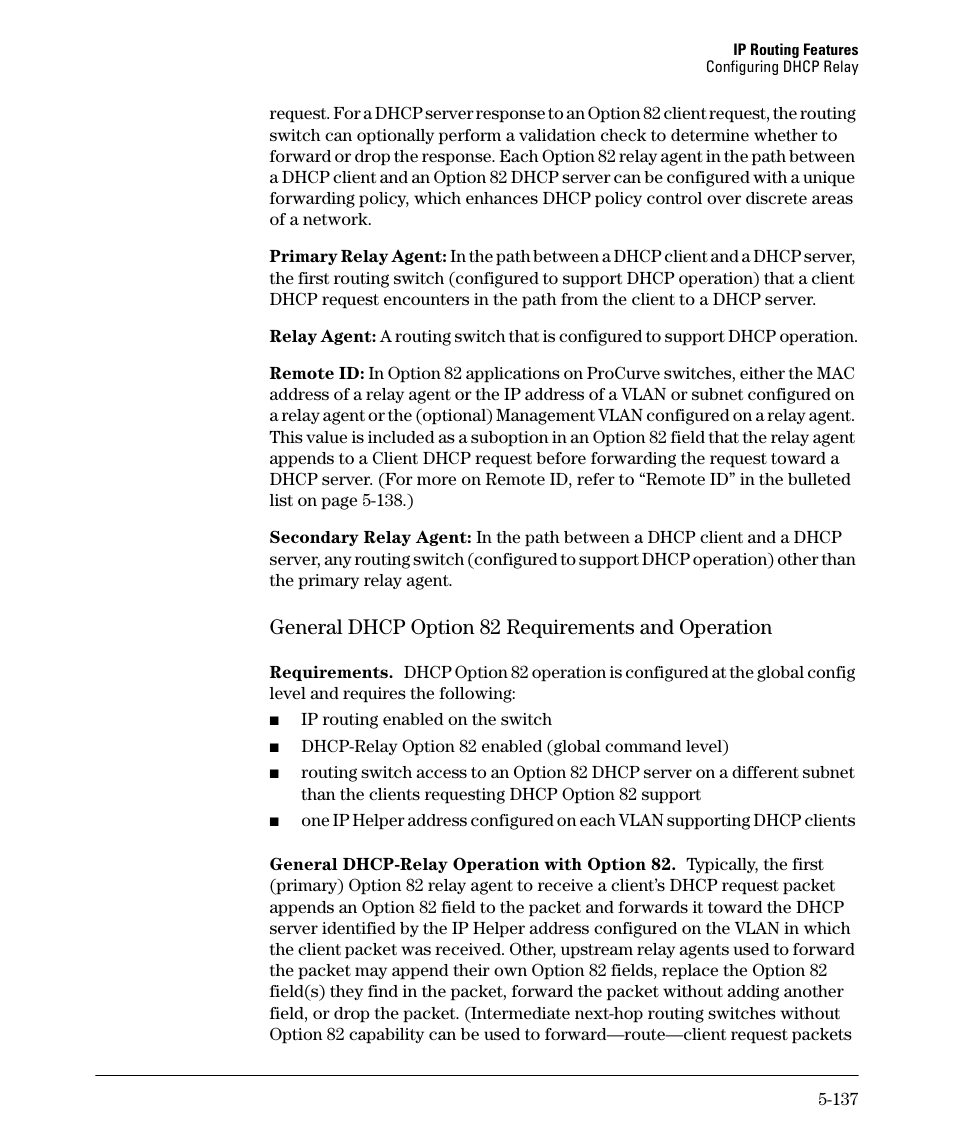General dhcp option 82 requirements and operation | HP 3500YL User Manual | Page 311 / 394
