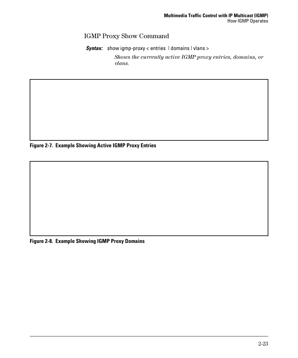 Igmp proxy show command -23, Igmp proxy show command | HP 3500YL User Manual | Page 55 / 394