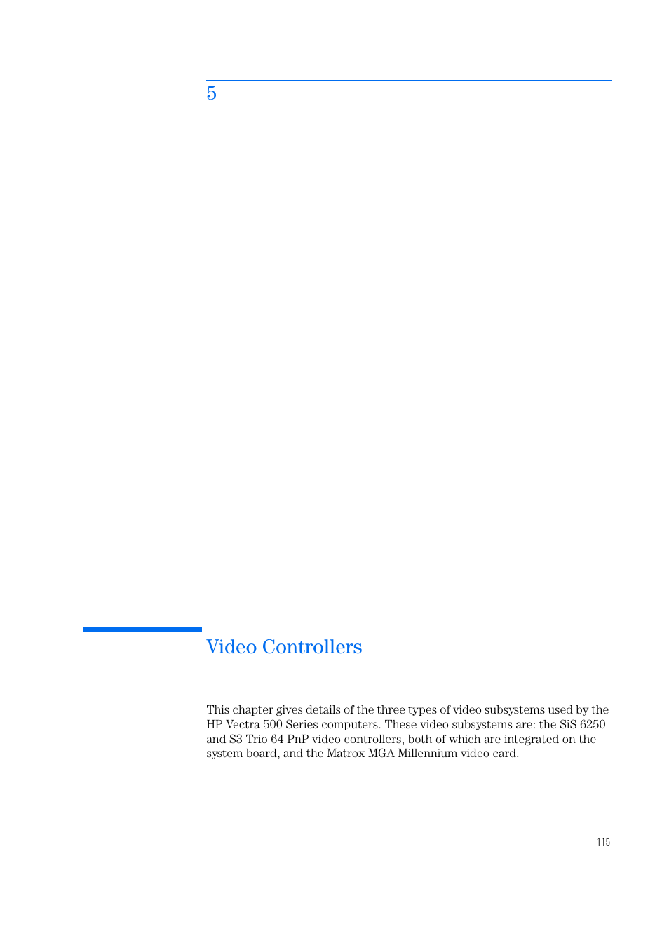 Video controllers, 5video controllers | HP Vectra 500 Series User Manual | Page 115 / 146