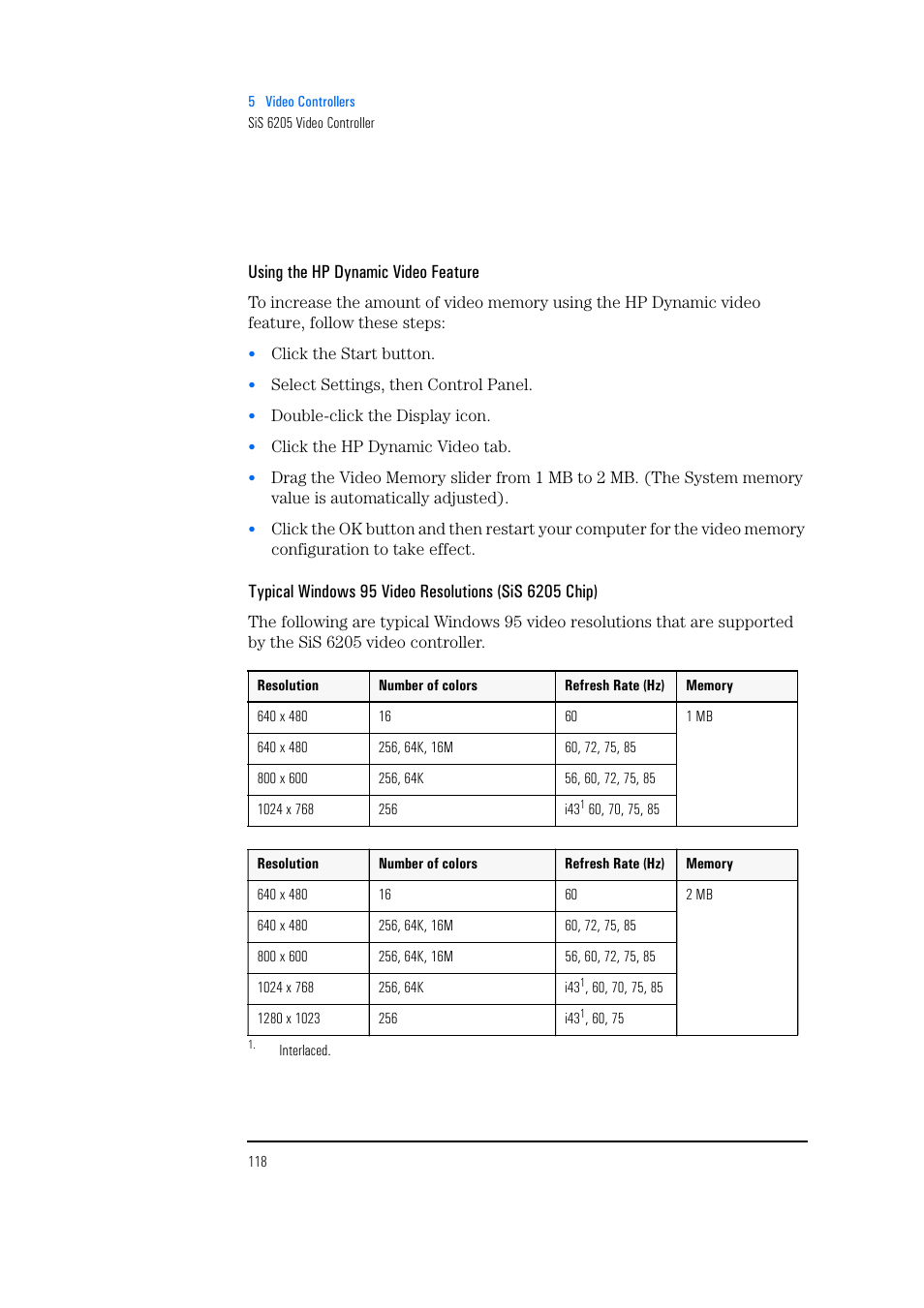 Using the hp dynamic video feature | HP Vectra 500 Series User Manual | Page 118 / 146