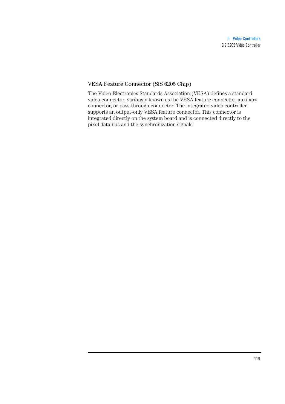 Vesa feature connector (sis 6205 chip) | HP Vectra 500 Series User Manual | Page 119 / 146
