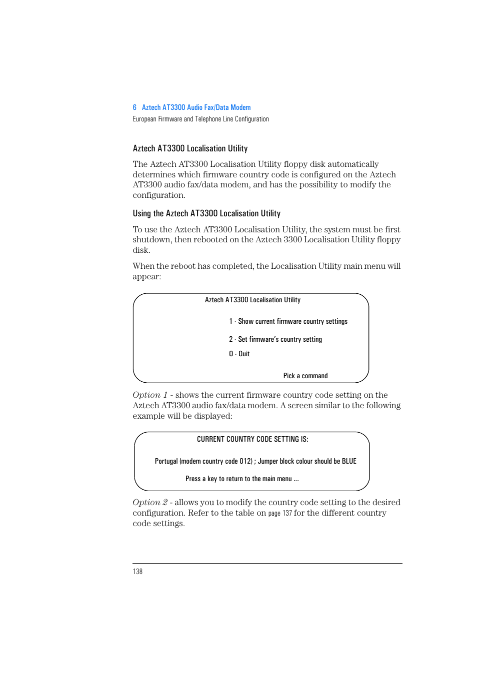 Aztech at3300 localisation utility, Using the aztech at3300 localisation utility | HP Vectra 500 Series User Manual | Page 138 / 146
