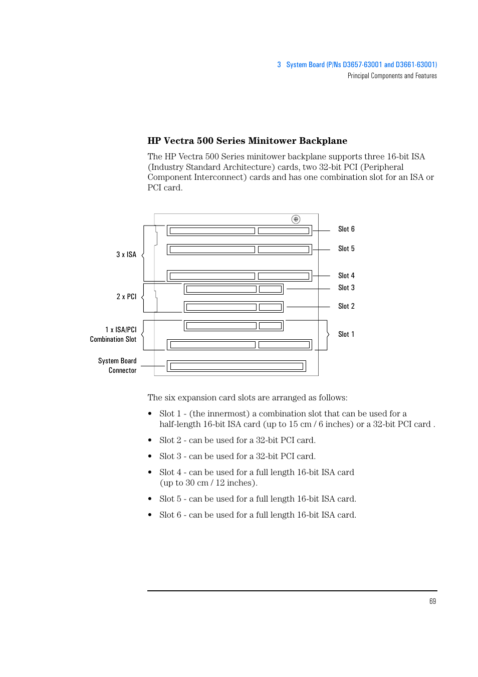 Hp vectra 500 series minitower backplane | HP Vectra 500 Series User Manual | Page 69 / 146
