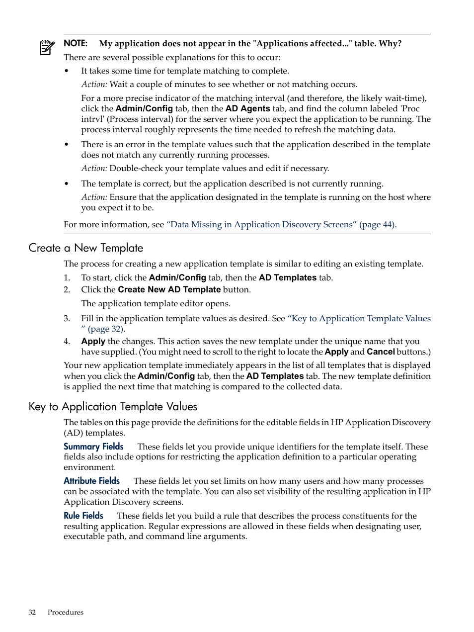Create a new template, Key to application template values | HP 5992-3838 User Manual | Page 32 / 78