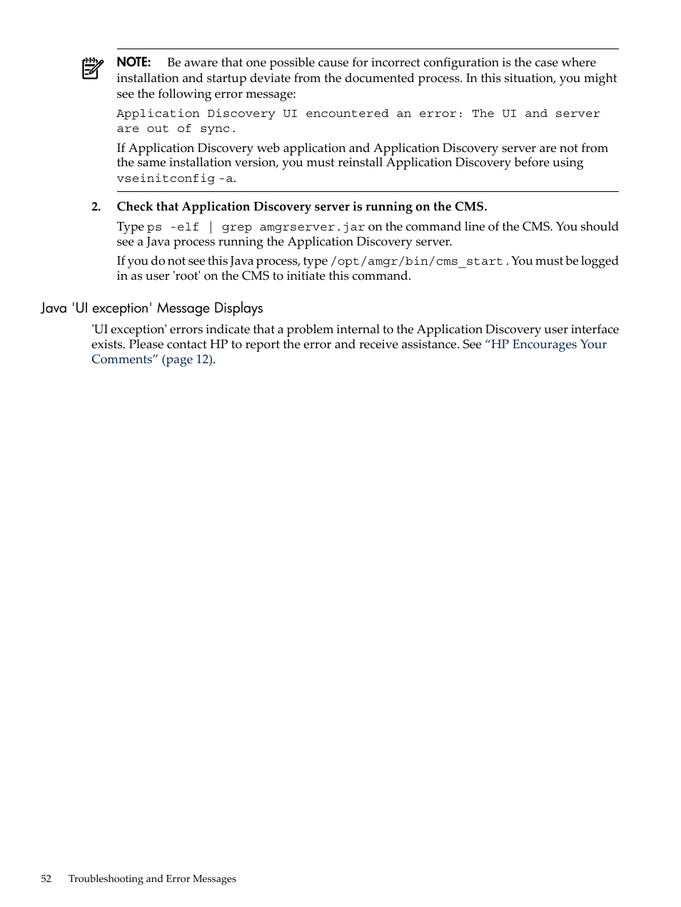 Java 'ui exception' message displays | HP 5992-3838 User Manual | Page 52 / 78