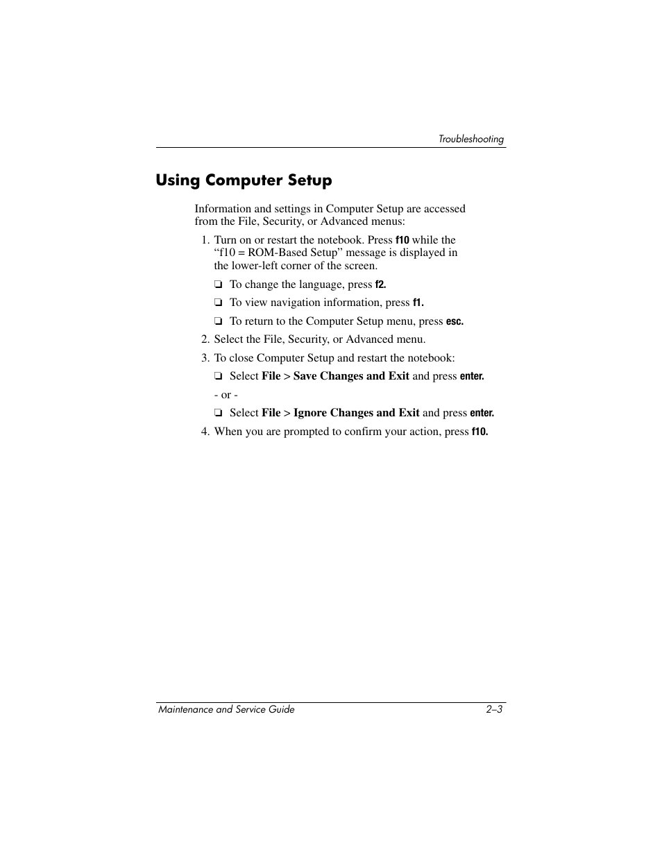 Using computer setup, Using computer setup –3 | HP zx5000 User Manual | Page 37 / 272