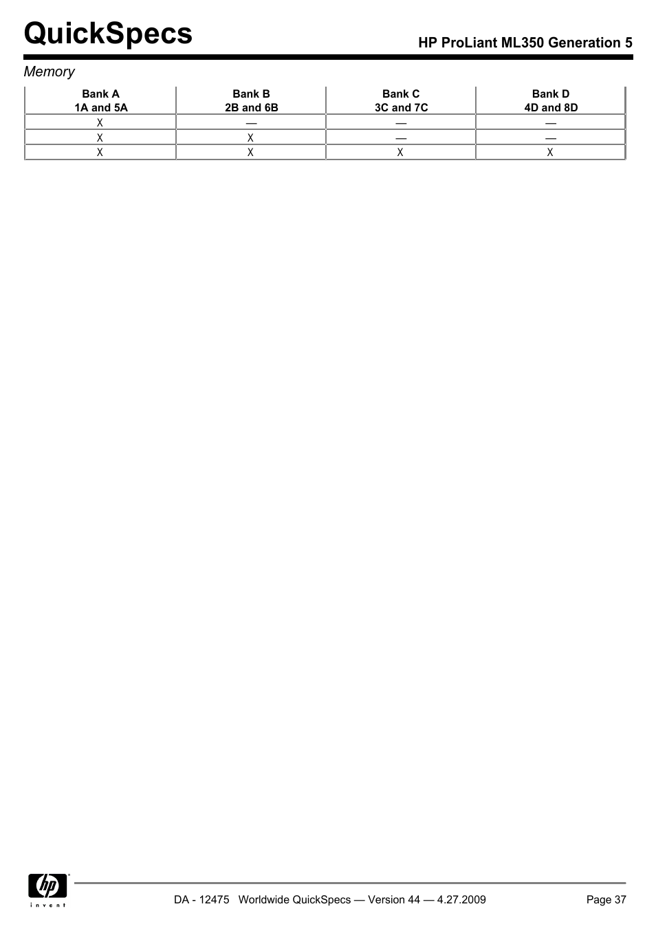 Quickspecs | HP ML350 User Manual | Page 37 / 47