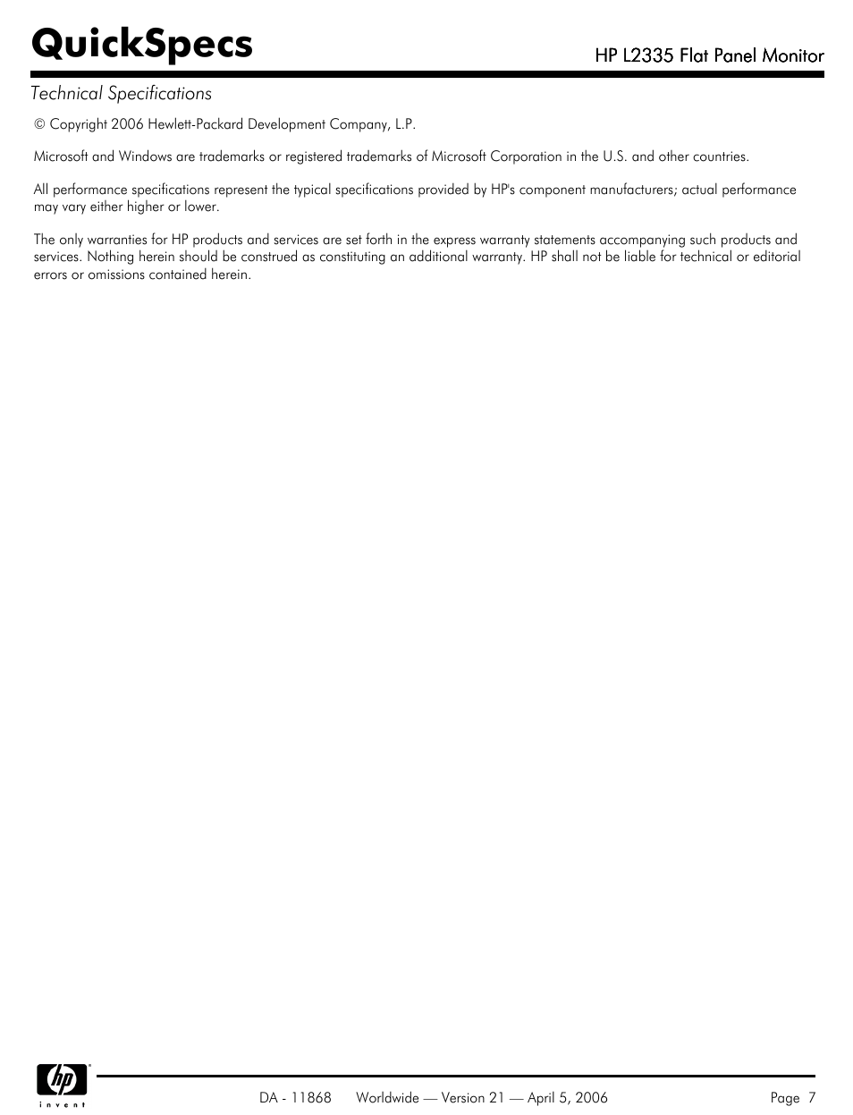 Quickspecs | HP Workstation P9615A#xxx User Manual | Page 7 / 7
