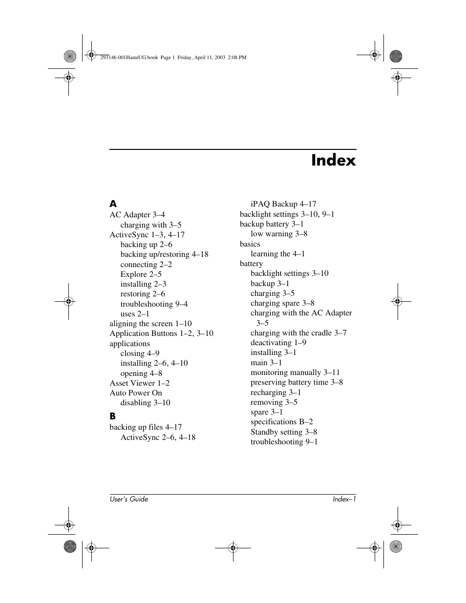 Index | HP h2200 Series User Manual | Page 121 / 125