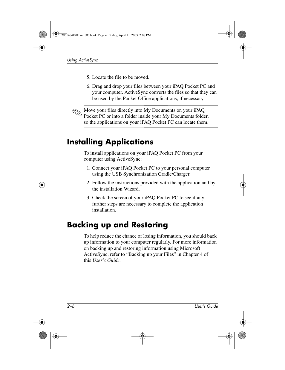 Installing applications, Backing up and restoring | HP h2200 Series User Manual | Page 24 / 125