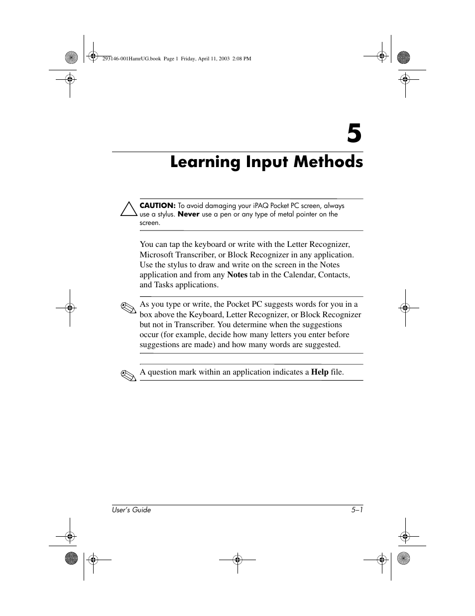 Learning input methods, 5 learning input methods | HP h2200 Series User Manual | Page 56 / 125