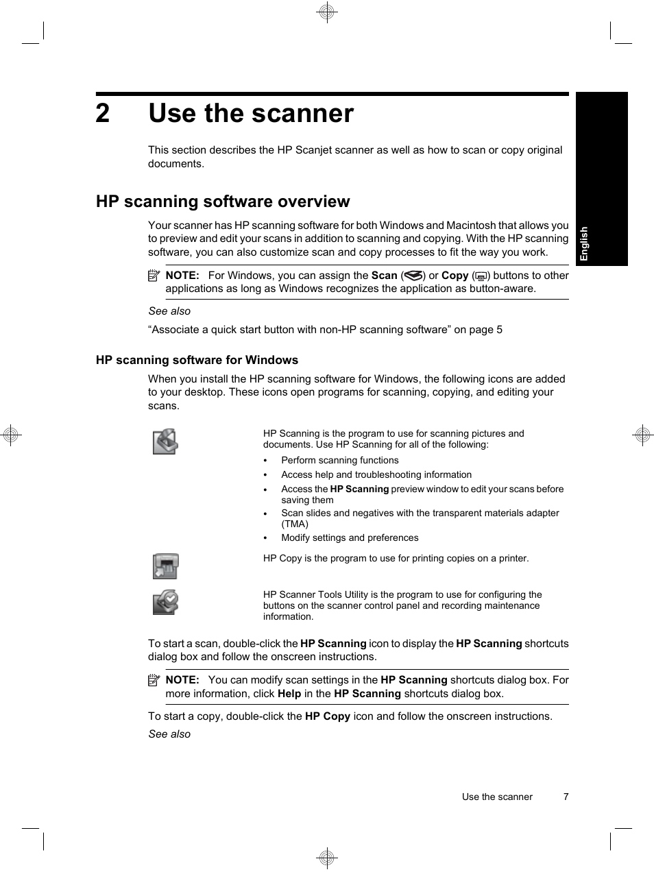 2use the scanner, Hp scanning software overview | HP Scanjet N6310 User Manual | Page 11 / 128