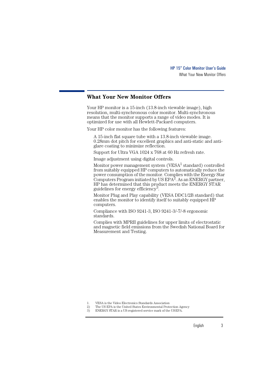 What your new monitor offers | HP 15-inchhp55 User Manual | Page 5 / 17
