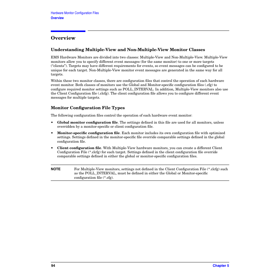 Overview, Monitor configuration file types | HP B6191-90029 User Manual | Page 94 / 140