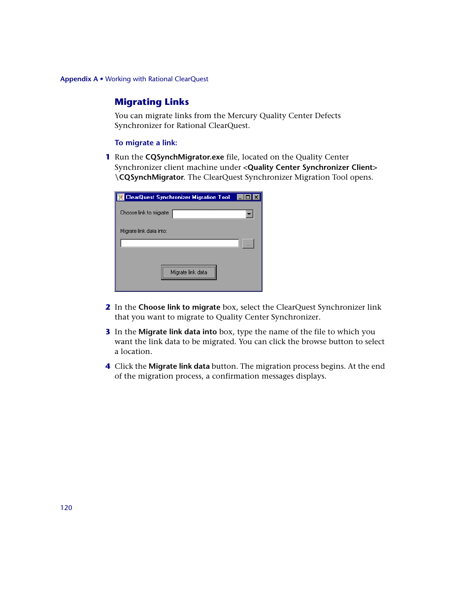 Migrating links | HP Quality Center Synchronizer 1.2 User Manual | Page 120 / 130