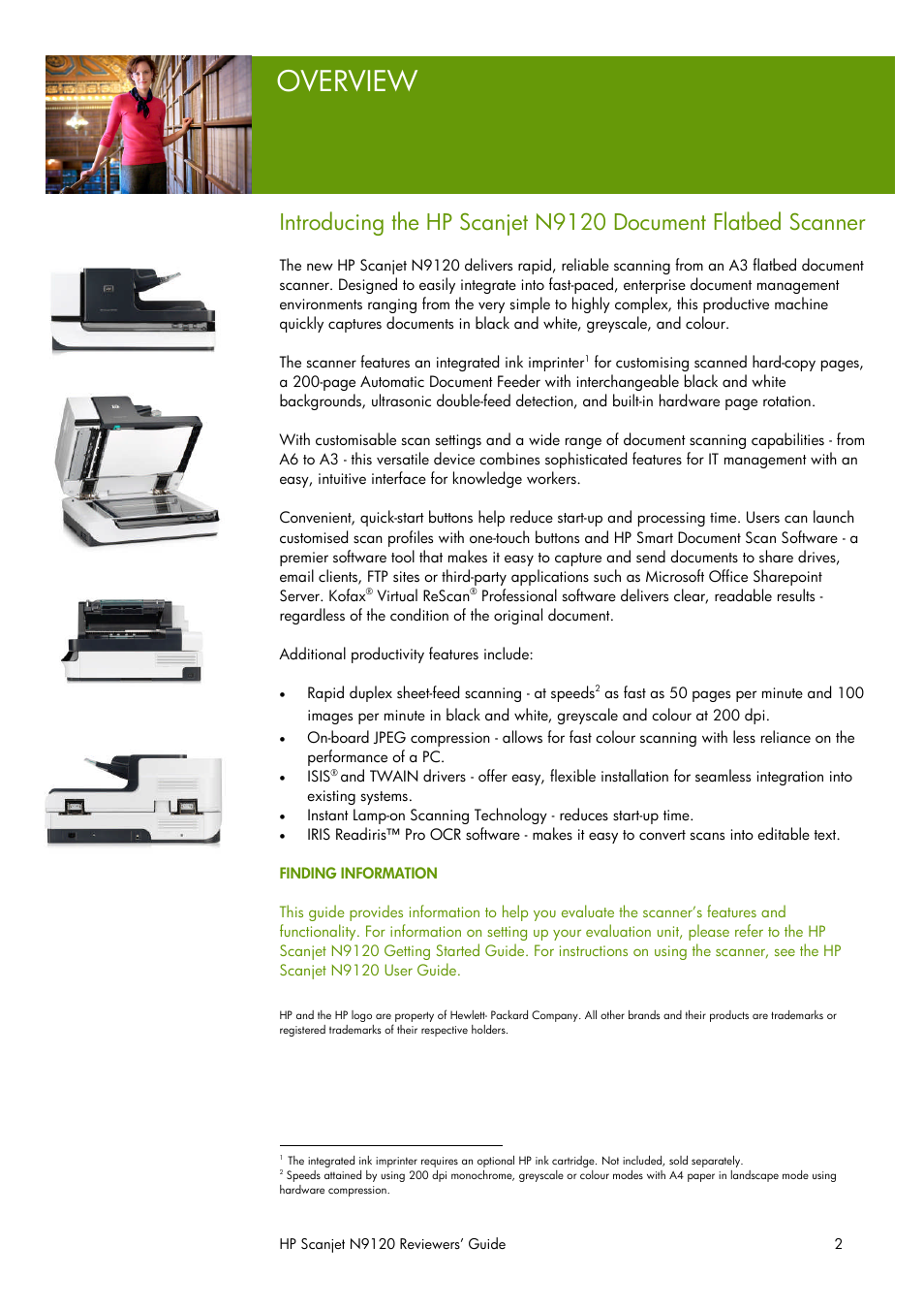 Overview | HP SCANJET N9120 User Manual | Page 2 / 16
