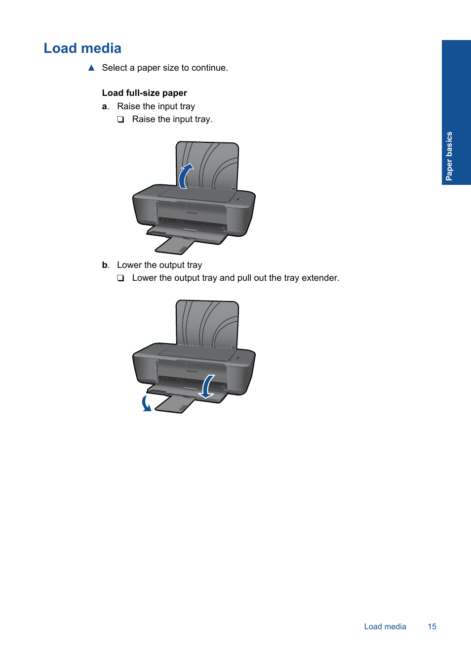 Load media | HP DESKJET 1000 J110 User Manual | Page 17 / 48