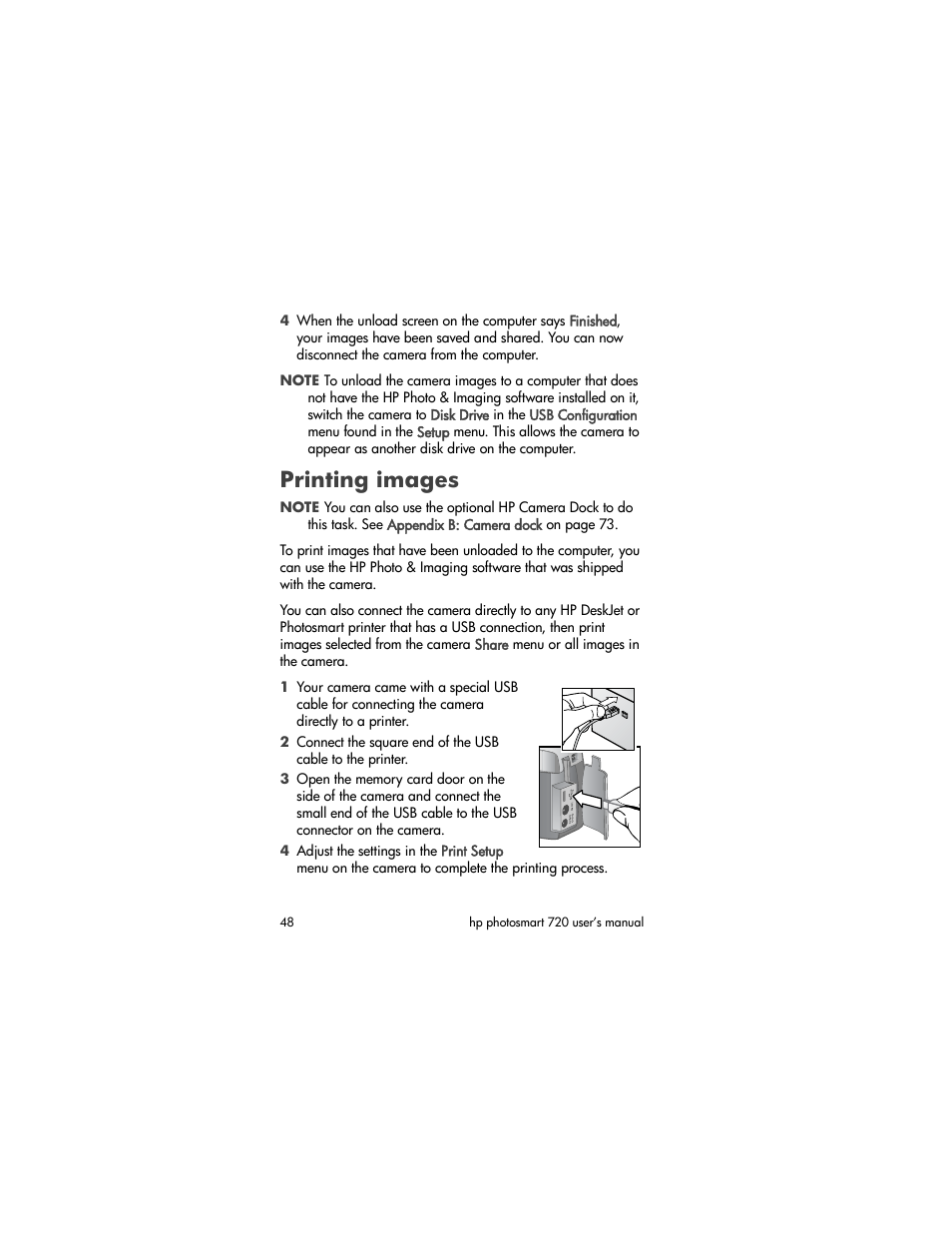 Printing images | HP photosmart 720 User Manual | Page 48 / 88