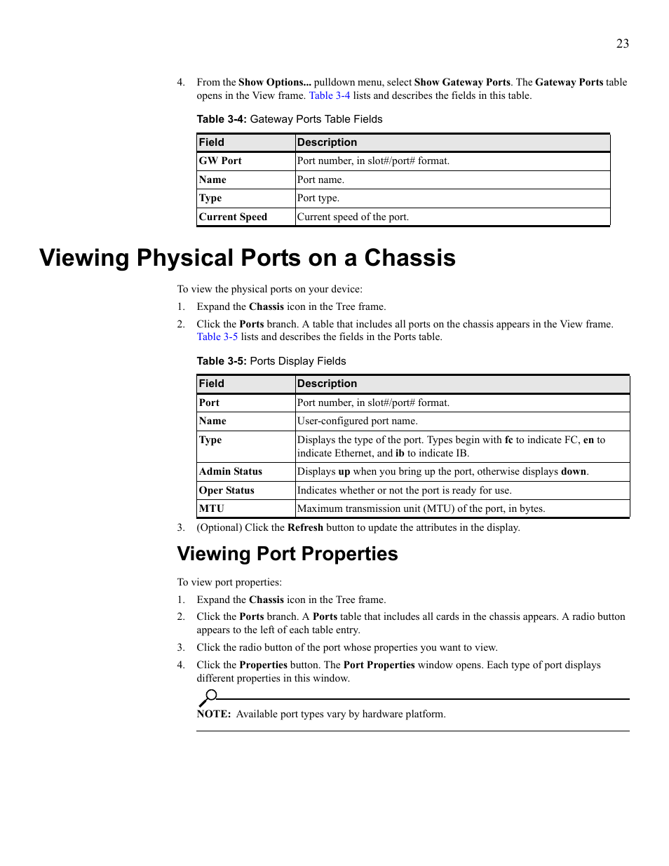 Viewing physical ports on a chassis, Viewing port properties, View physical ports on a chassis | View port properties | HP 377707-002 User Manual | Page 31 / 92