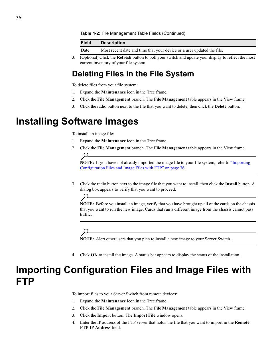 Deleting files in the file system, Installing software images, Delete files in the file system | HP 377707-002 User Manual | Page 44 / 92
