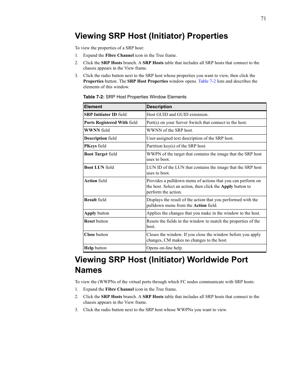 Viewing srp host (initiator) properties, Viewing srp host (initiator) worldwide port names | HP 377707-002 User Manual | Page 79 / 92