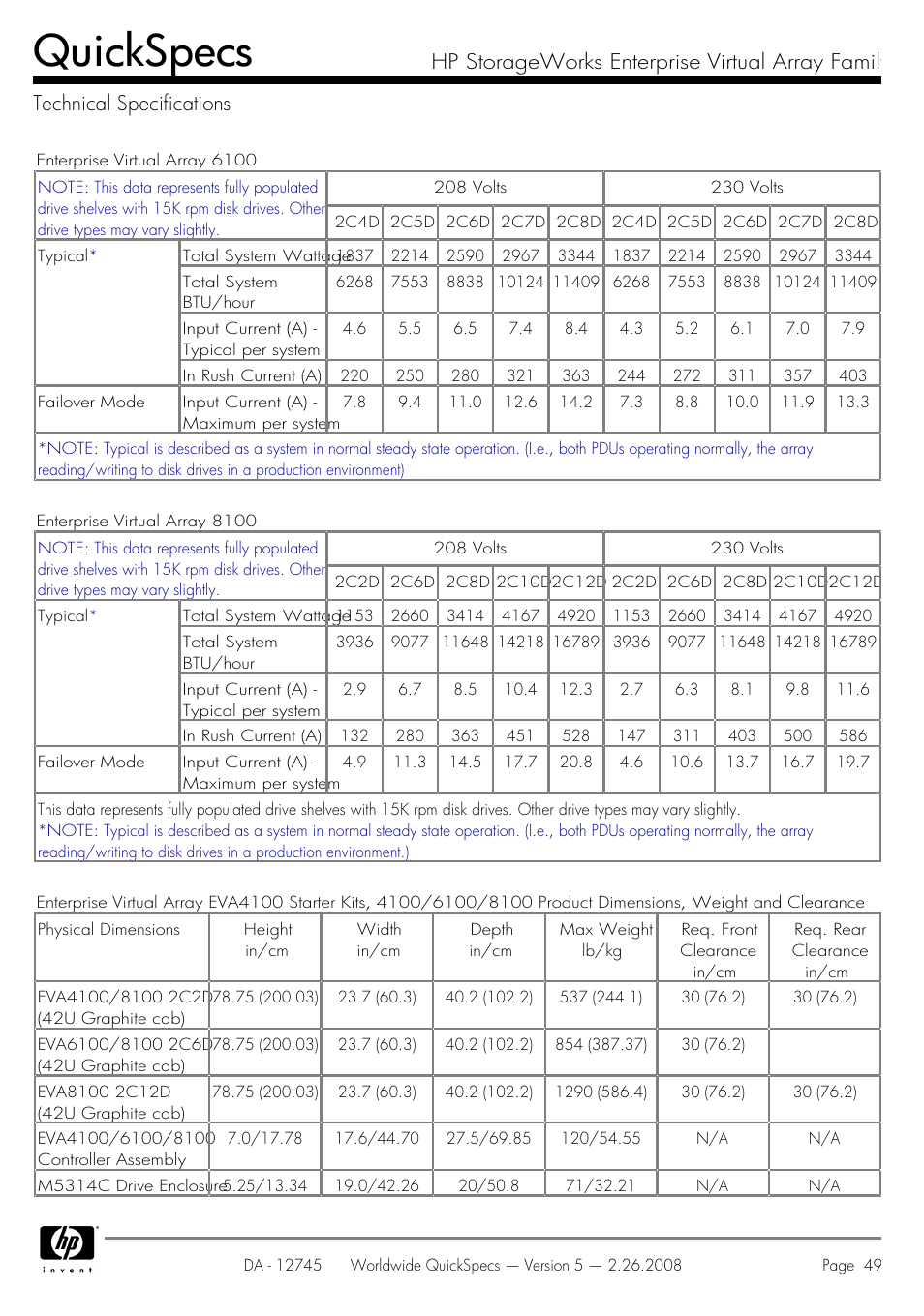 Quickspecs | HP EVA4100 User Manual | Page 49 / 50