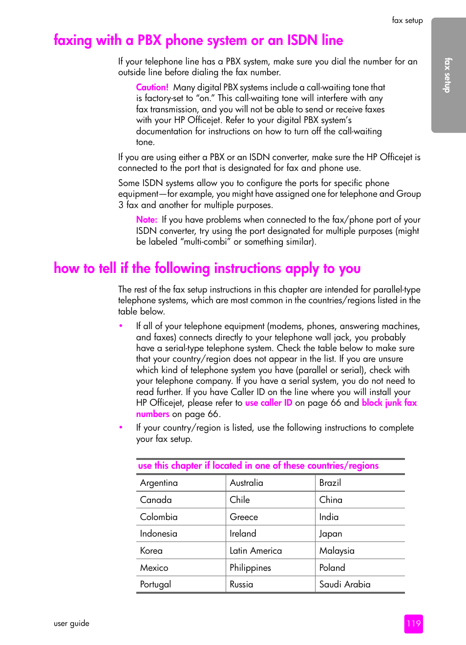 Faxing with a pbx phone system or an isdn line | HP 4200 series User Manual | Page 129 / 166