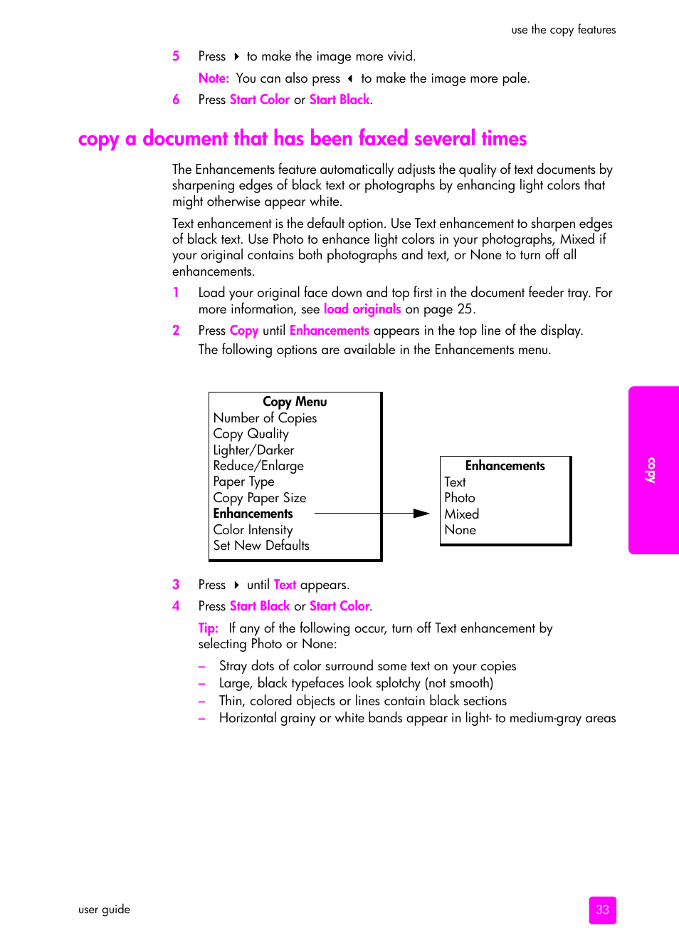 Copy a document that has been faxed several times | HP 4200 series User Manual | Page 43 / 166