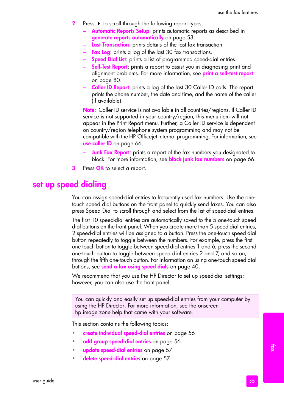 Set up speed dialing | HP 4200 series User Manual | Page 65 / 166