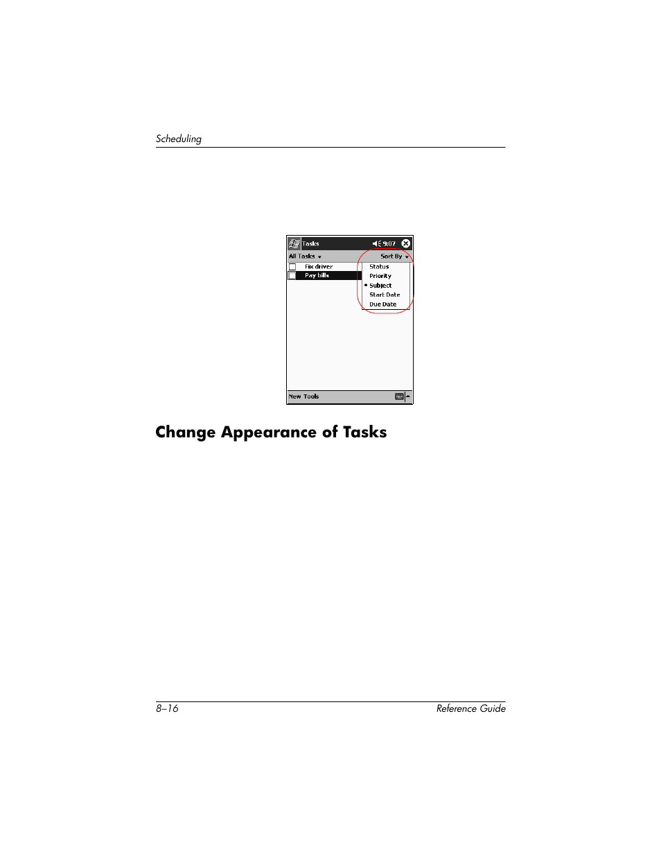 Change appearance of tasks, Change appearance of tasks –16 | HP h5400 User Manual | Page 210 / 273