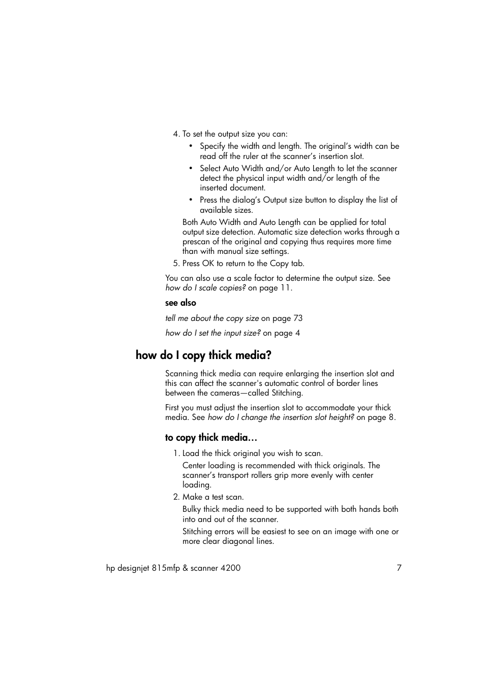 How do i copy thick media, To copy thick media | HP 815MFP User Manual | Page 13 / 110